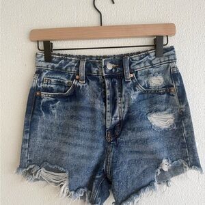 wild fable Distressed High-Rise Denim Shorts - Blue